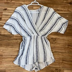 White/Navy Romper